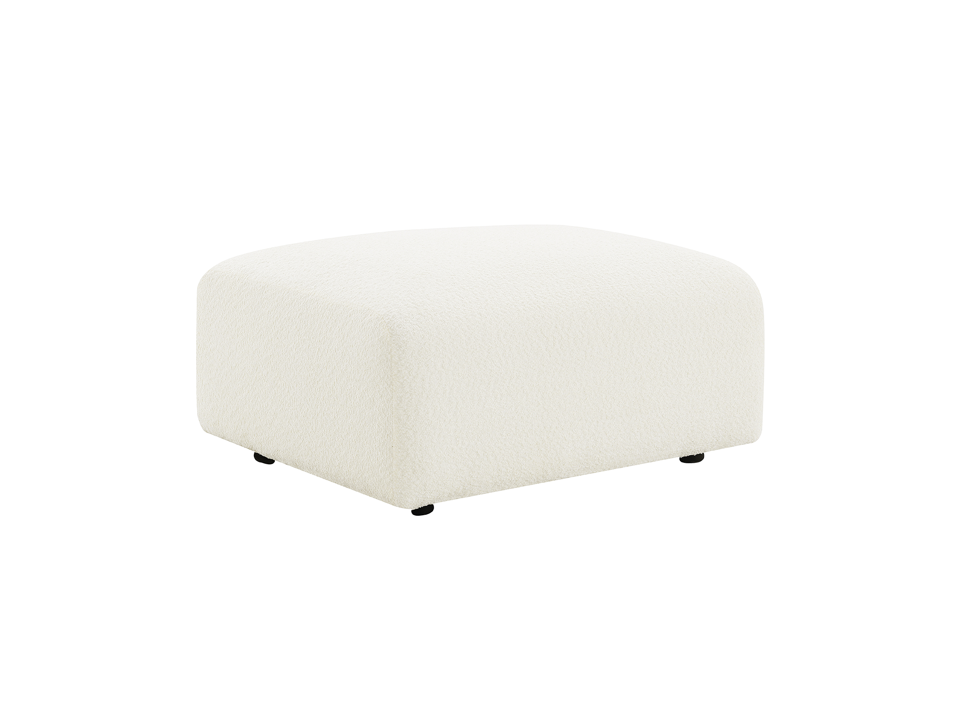 Pouf en tissu bouclette blanc écru NYLA