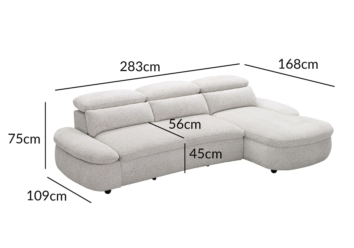 Divano angolare relax elettrico in tessuto spugna beige CLEMENT - Angolo retto