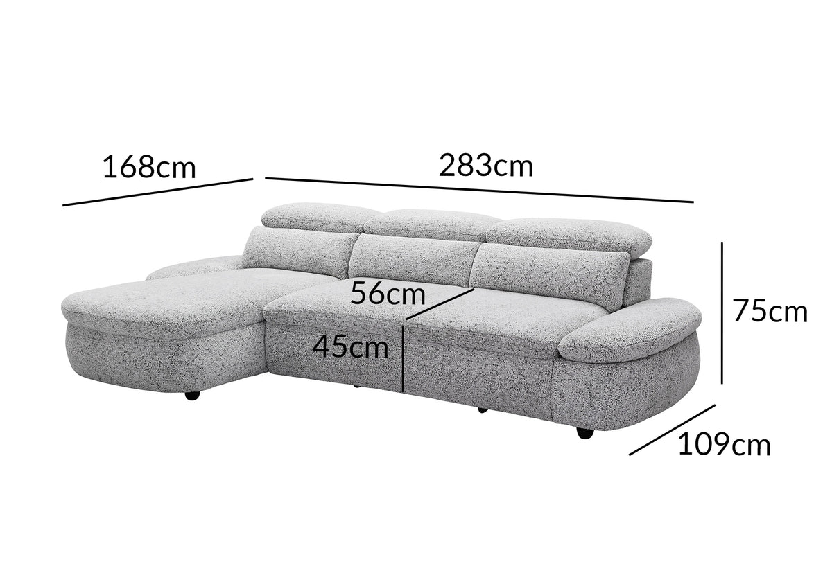 Divano angolare relax elettrico in tessuto spugna grigio CLEMENT - Angolo sinistro