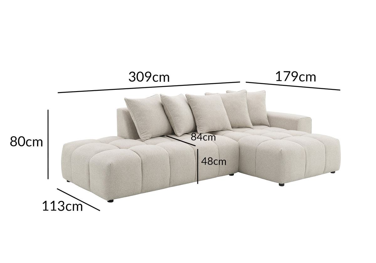 Divano angolare in tessuto strutturato beige CLARISSE - Angolo destro