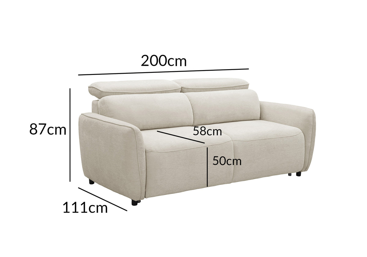Divano trasformabile Express a 3 posti in tessuto strutturato beige JACINTHE