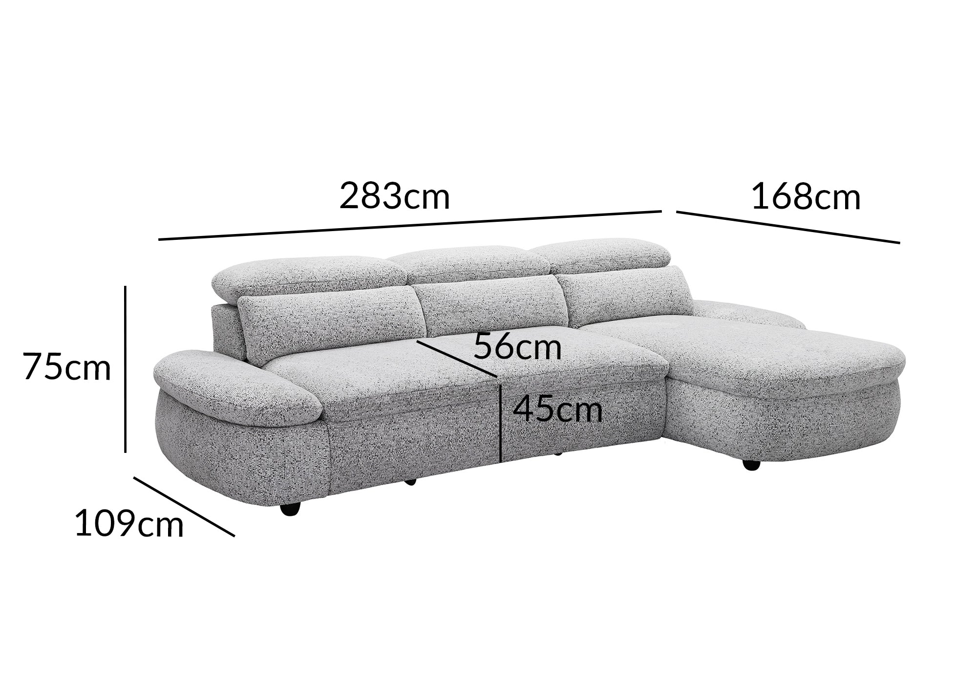 Divano angolare relax elettrico in tessuto spugna grigio CLEMENT - Angolo retto