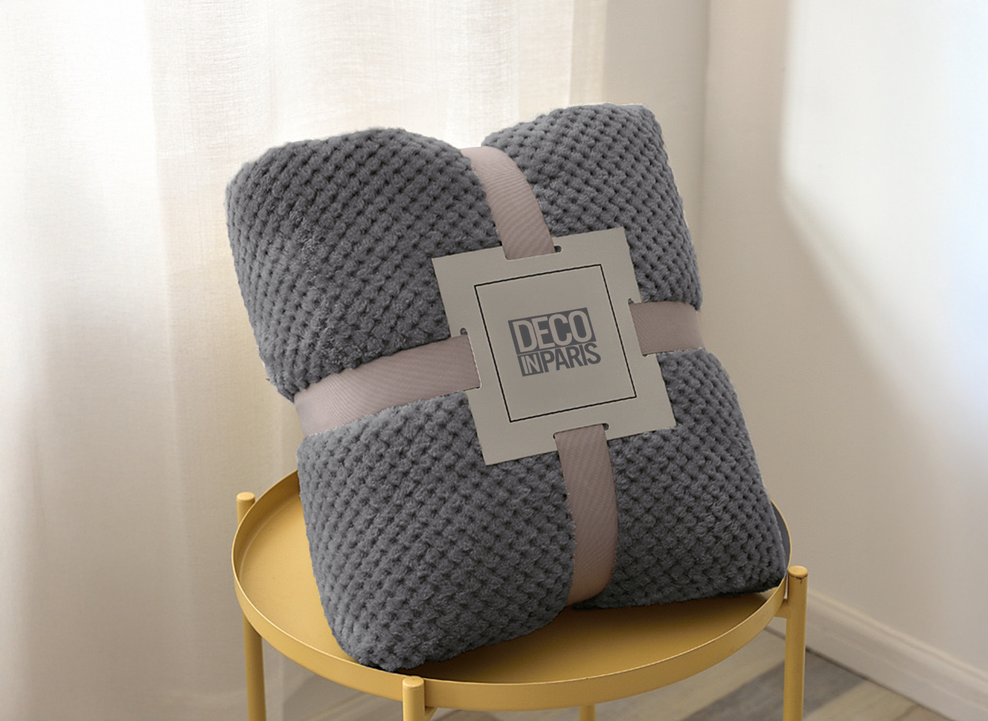 Plaid à franges en tissu effet cachemire gris foncé 150x200 cm OTYS