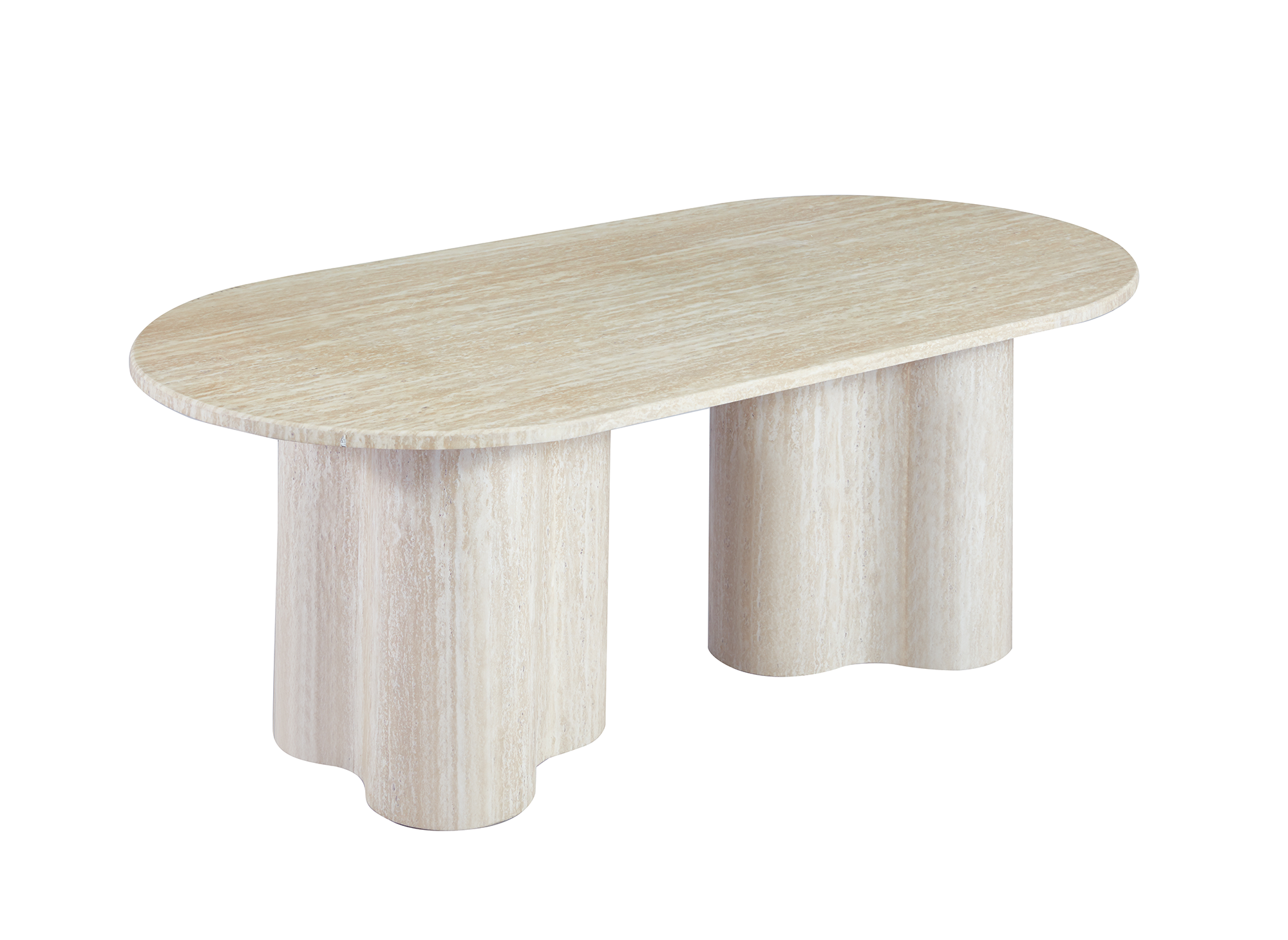 Table basse en marbre composite beige pieds forme organique VANINA