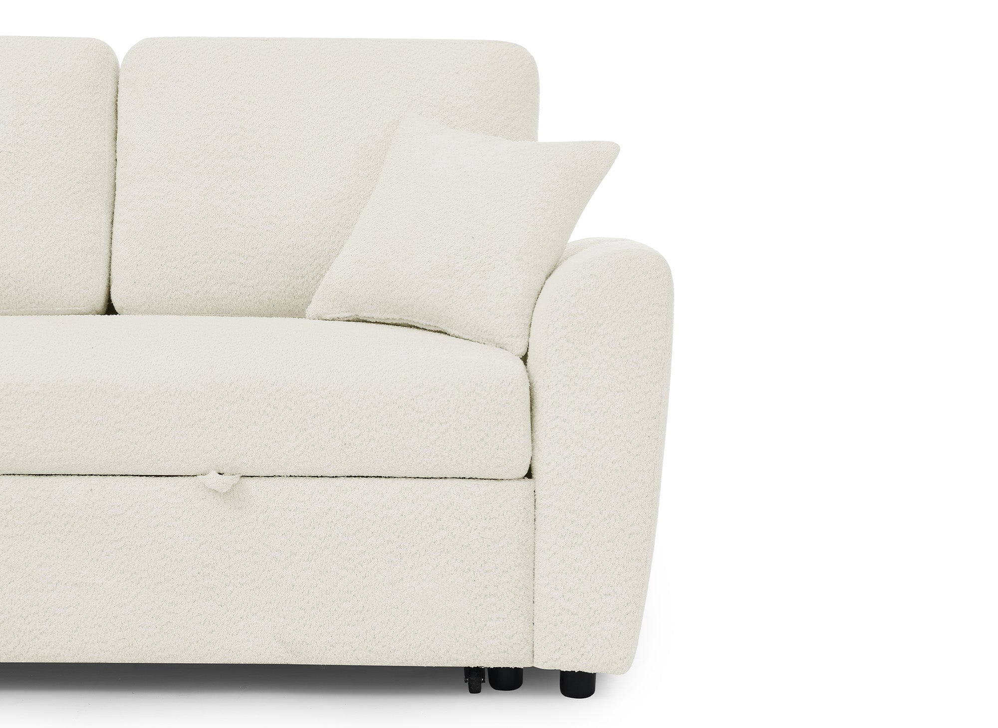 Divano angolare trasformabile e reversibile con cassapanca in tessuto spugna beige ADRYEN