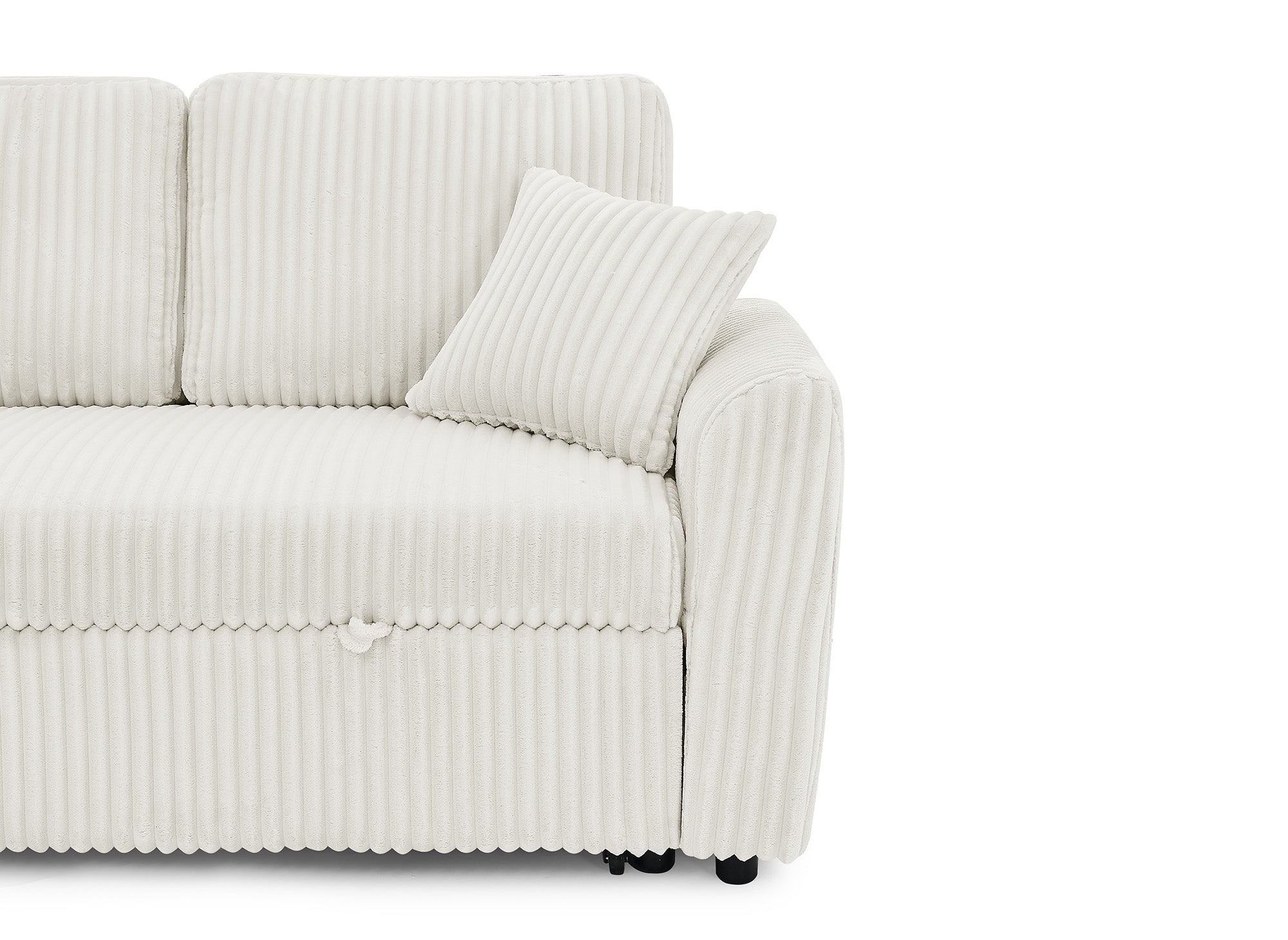 Divano convertibile panoramico ADRYEN in velluto a coste spesso beige con cassapanche