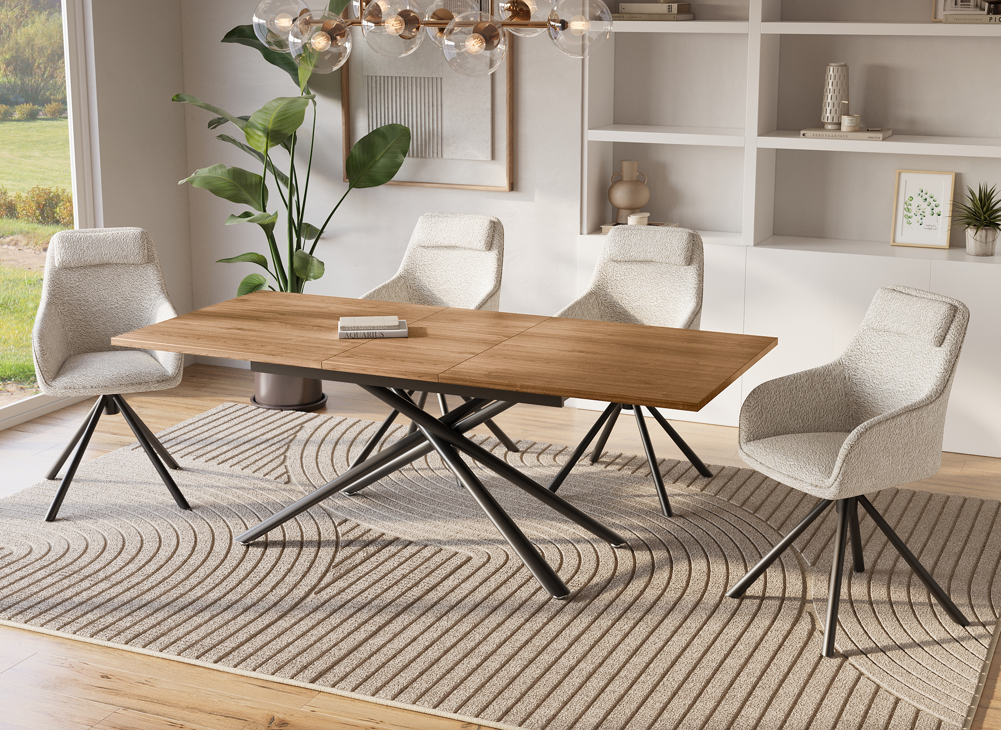 Table à manger rectangulaire à rallonge couleur chêne foncé ZORO