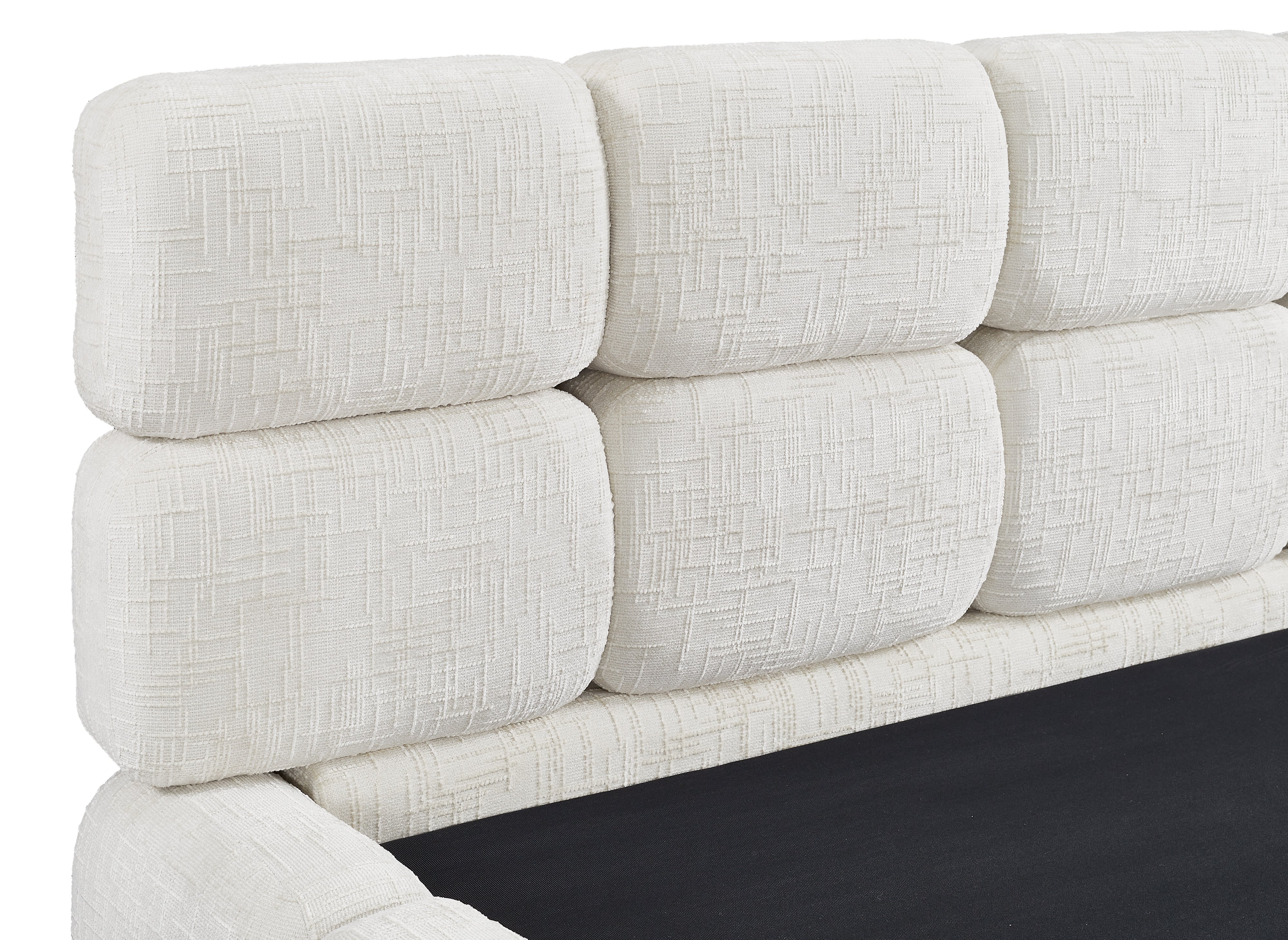 Lit coffre en velours chiné beige 160x200 cm BUBBLE