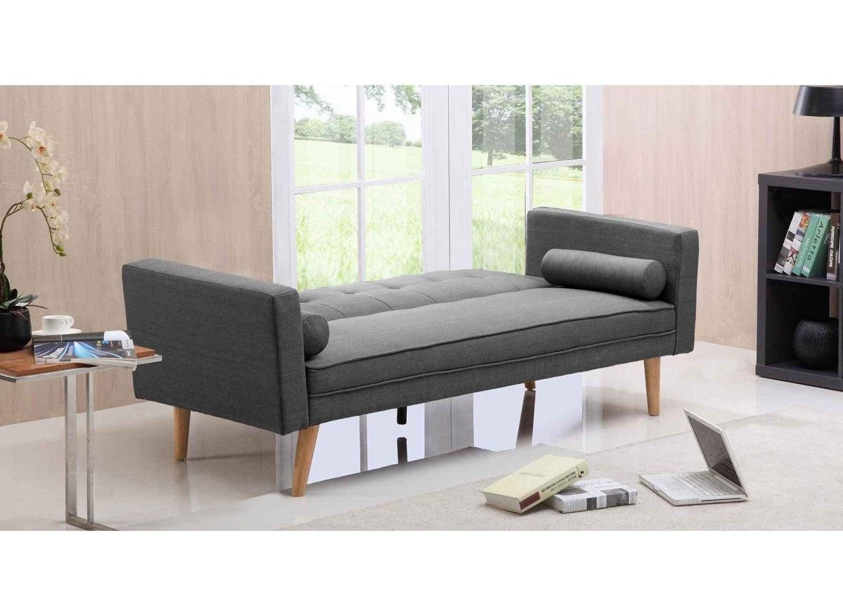 Banquette clic clac gris en tissu TANIA - DécoInParis