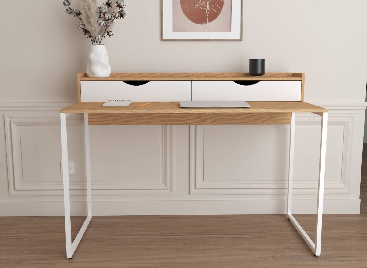 Bureau scandinave avec rangements en bois et métal NORBERT - DécoInParis