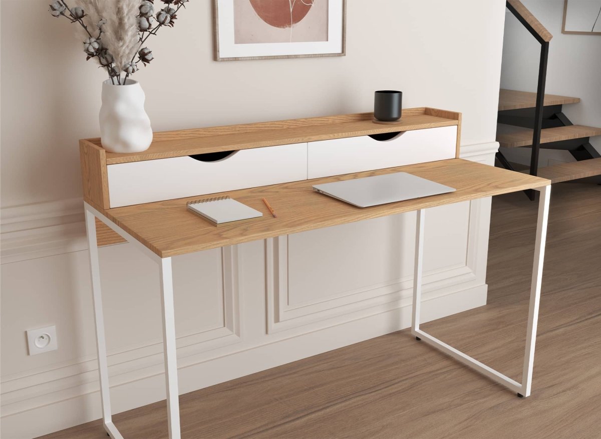 Bureau scandinave avec rangements en bois et métal NORBERT - DécoInParis