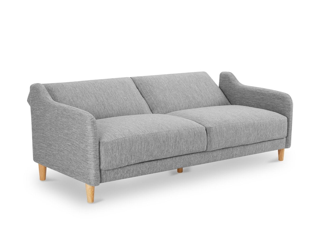 Canapé clic clac 3 places en tissu gris clair MARLON - DécoInParis