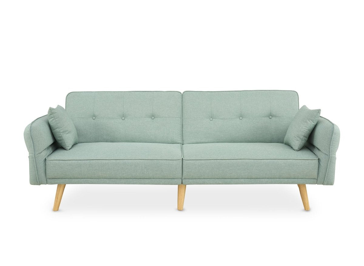 Canapé clic clac 3 places en tissu vert d'eau CHILI - DécoInParis