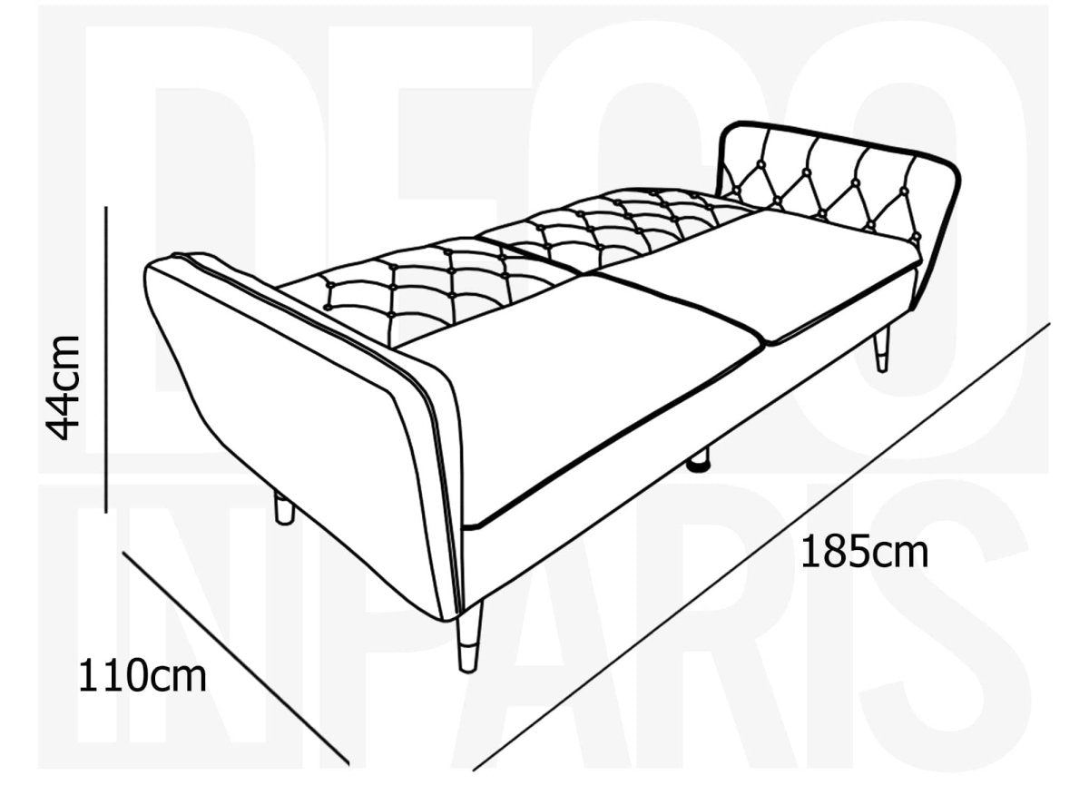 Canapé clic - clac convertible 3 places en tissu velours beige ARIANE - DécoInParis