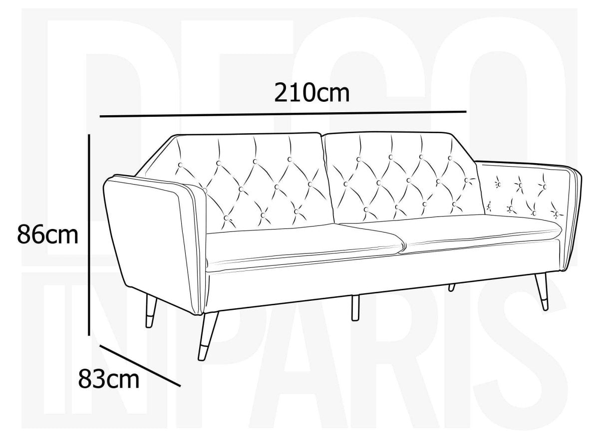 Canapé clic - clac convertible 3 places en tissu velours beige ARIANE - DécoInParis