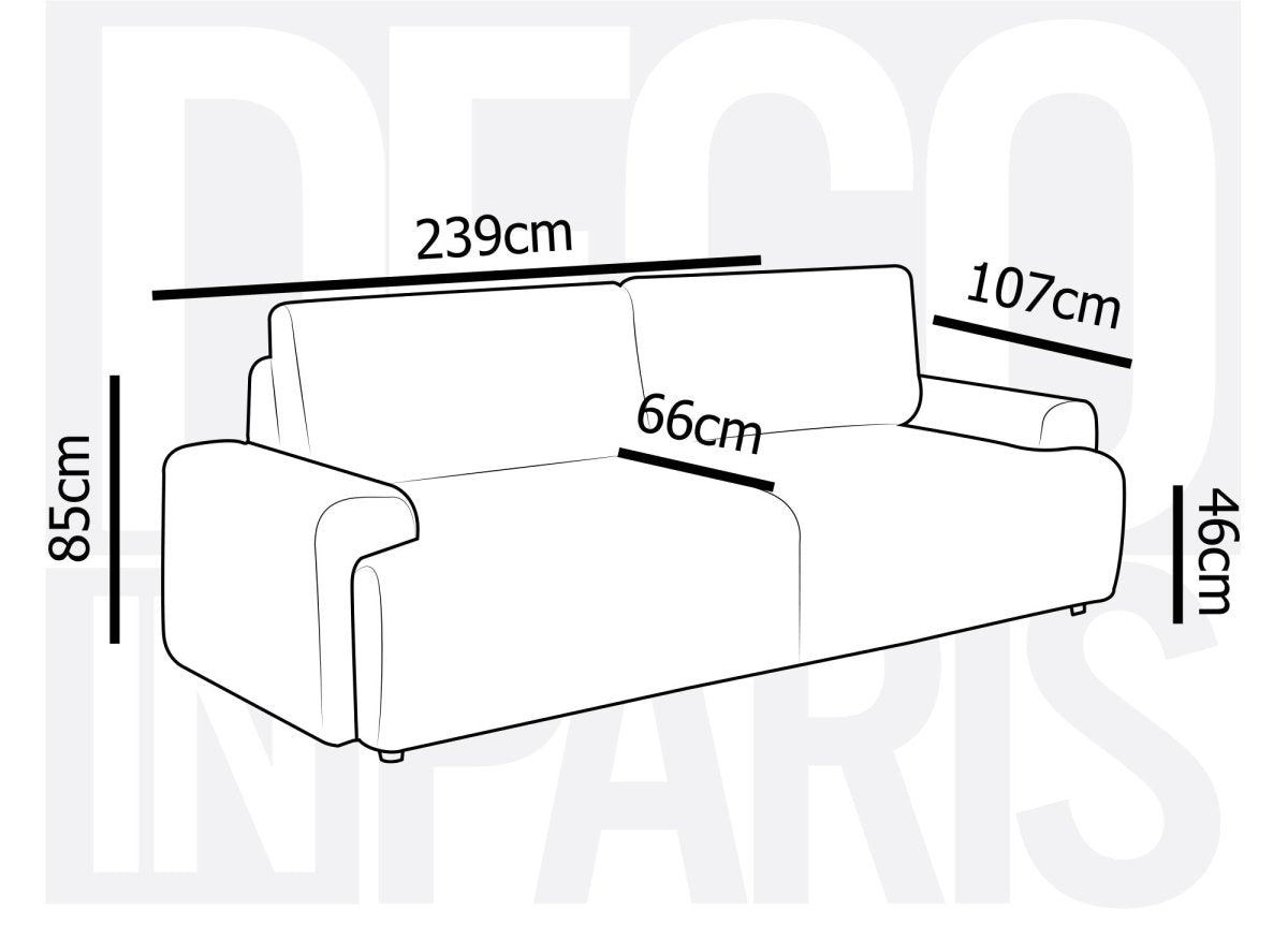 Canapé convertible 3 places avec coffre en velours côtelé épais taupe MILO - DécoInParis
