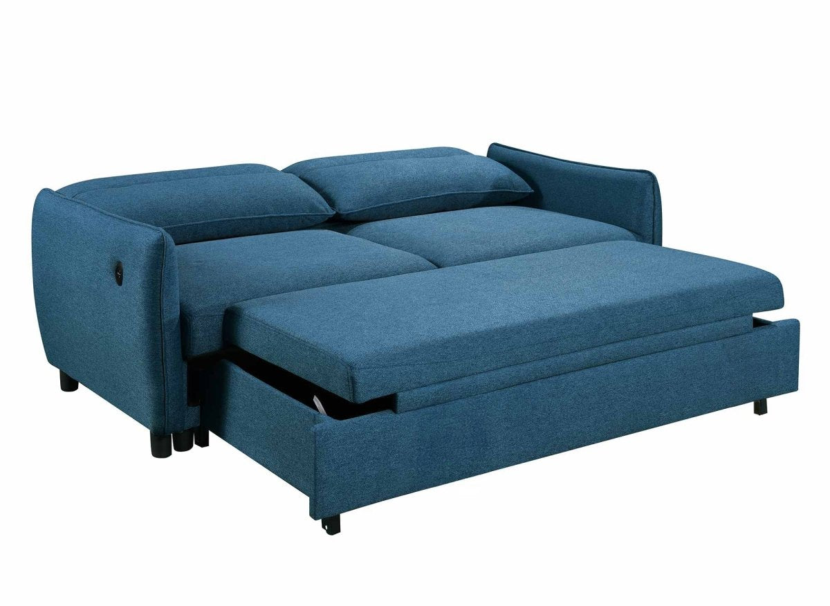 Canapé convertible 3 places en tissu bleu ZADIG - DécoInParis