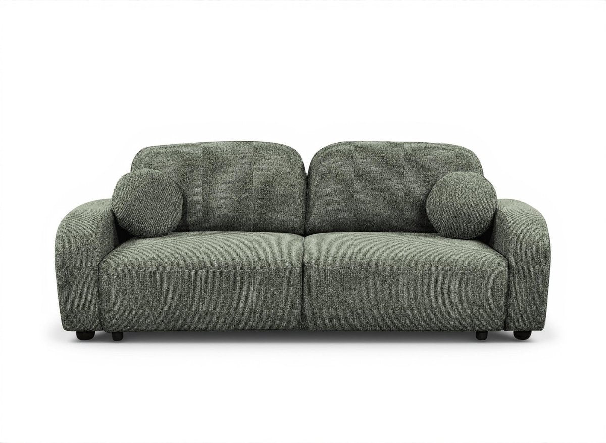 Canapé convertible 3 places en tissu bouclette vert MAYORA - DécoInParis
