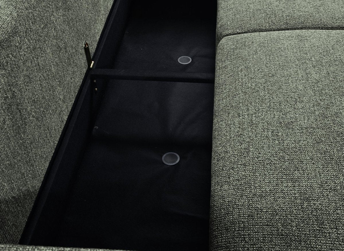 Canapé convertible 3 places en tissu bouclette vert MAYORA - DécoInParis