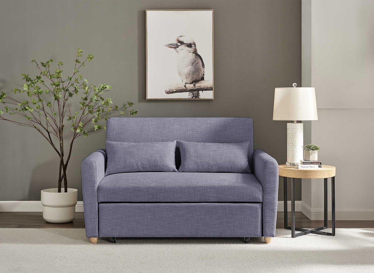 Canapé convertible 3 places en tissu gris KALAYA - DécoInParis