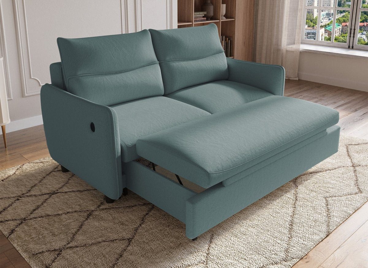 Canapé convertible 3 places en tissu vert ZADIG - DécoInParis