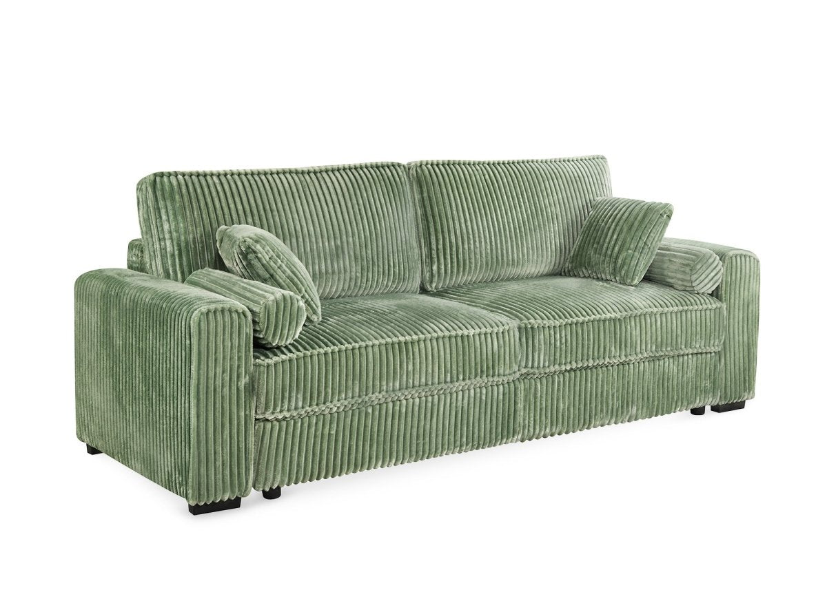 Divano trasformabile a 3 posti in velluto a coste spesso verde ALINE - DécoInParis