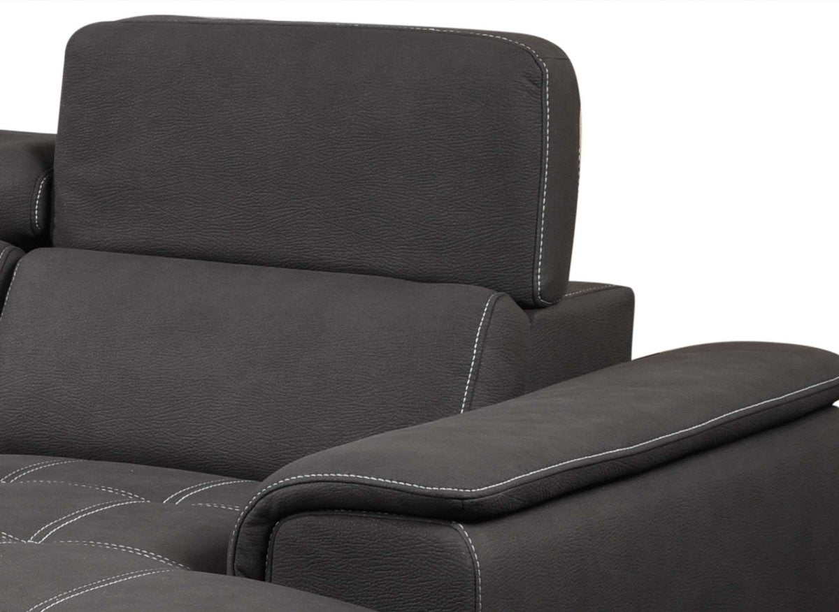 Canapé convertible et panoramique avec coffre de rangement en tissu gris OLIVER - Angle Droit - DécoInParis