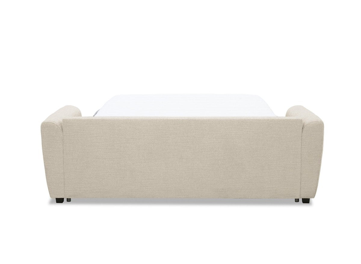 Canapé convertible express 3 places en velours texturé beige KALIANA - DécoInParis