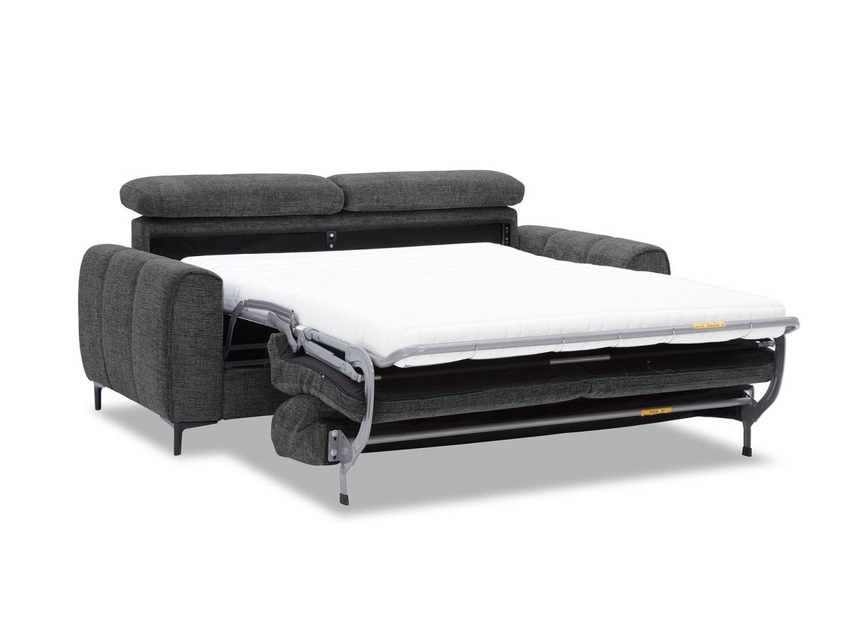 Canapé convertible express 3 places en velours texturé gris CALEB - DécoInParis