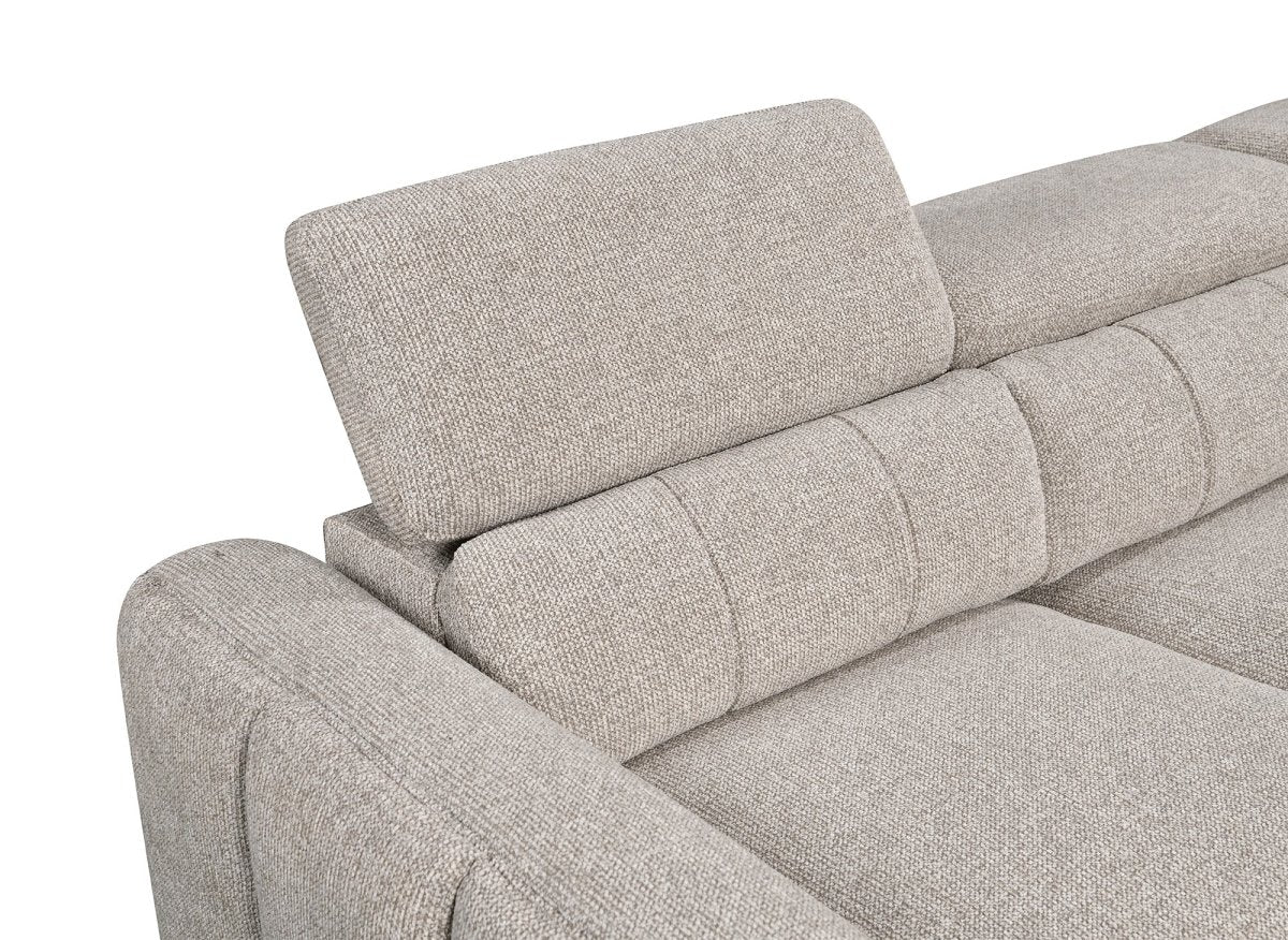Canapé d'angle convertible avec coffre en tissu bouclette taupe NAOMI -Angle droit - DécoInParis