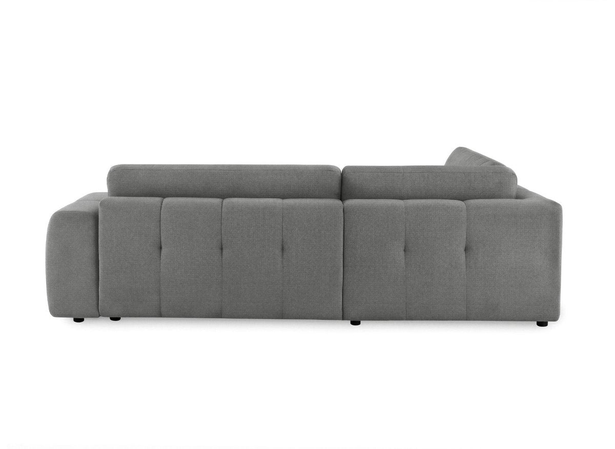 Canapé d'angle convertible avec coffre en tissu gris HAVEN - Angle gauche - DécoInParis