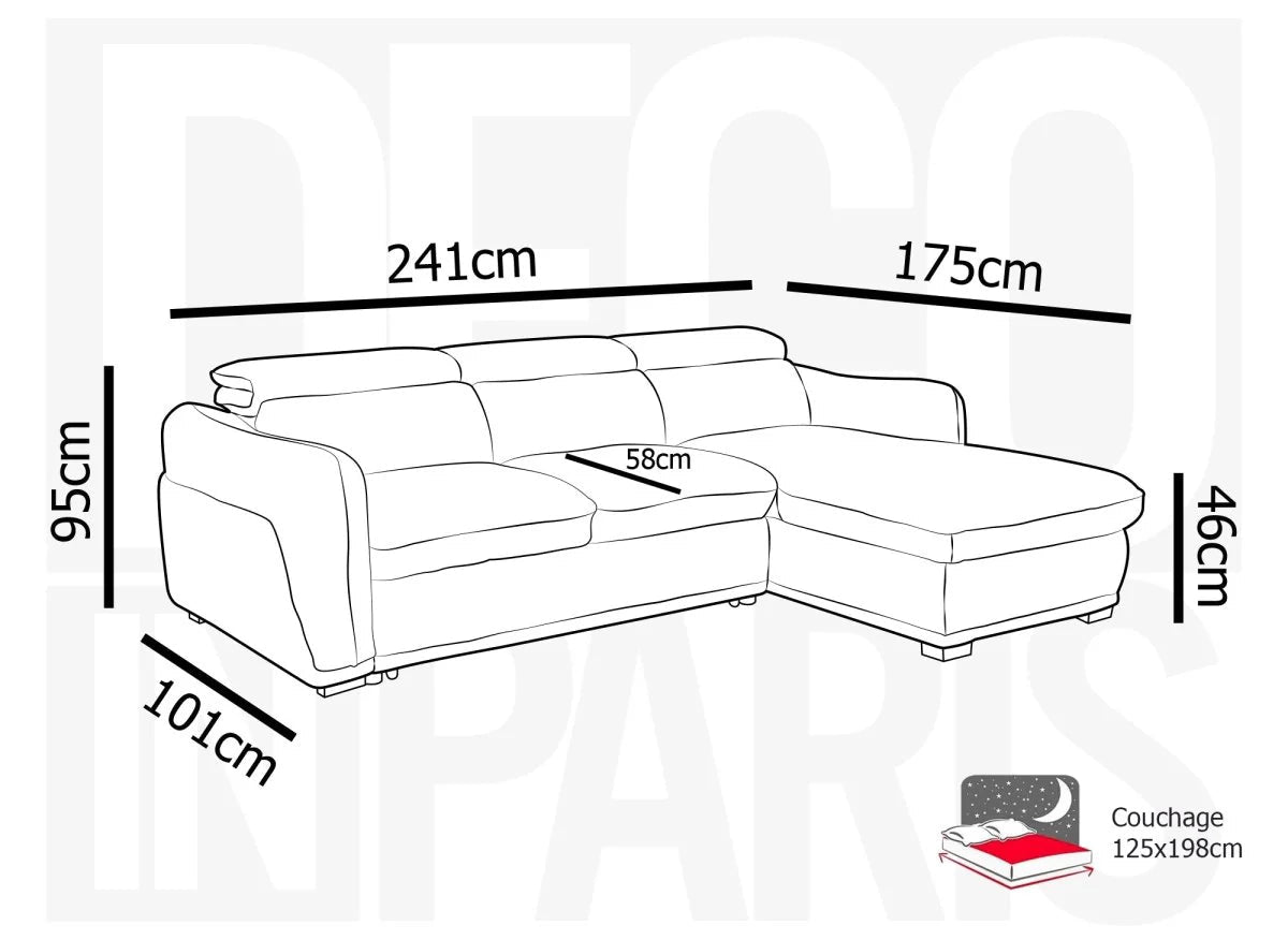Canapé d'angle convertible avec coffre en velours côtelé épais beige PETUNIA - Angle droit - DécoInParis