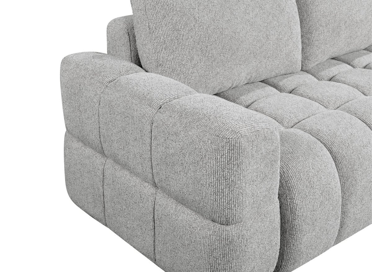 Canapé d'angle convertible avec coffres en velours texturé gris clair NAELIE - Angle droit - DécoInParis