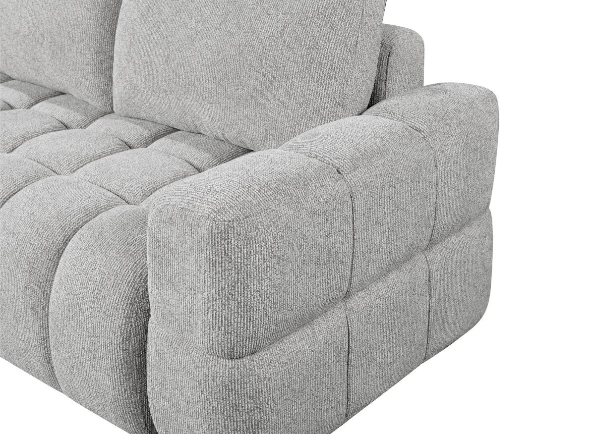 Canapé d'angle convertible avec coffres en velours texturé gris clair NAELIE - Angle gauche - DécoInParis