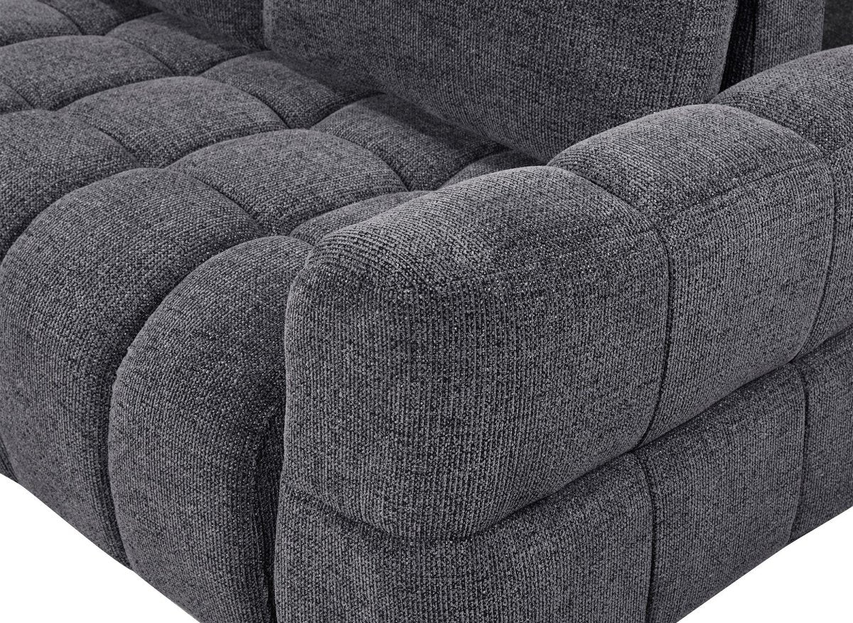 Canapé d'angle convertible avec coffres en velours texturé gris foncé NAELIE - Angle gauche - DécoInParis