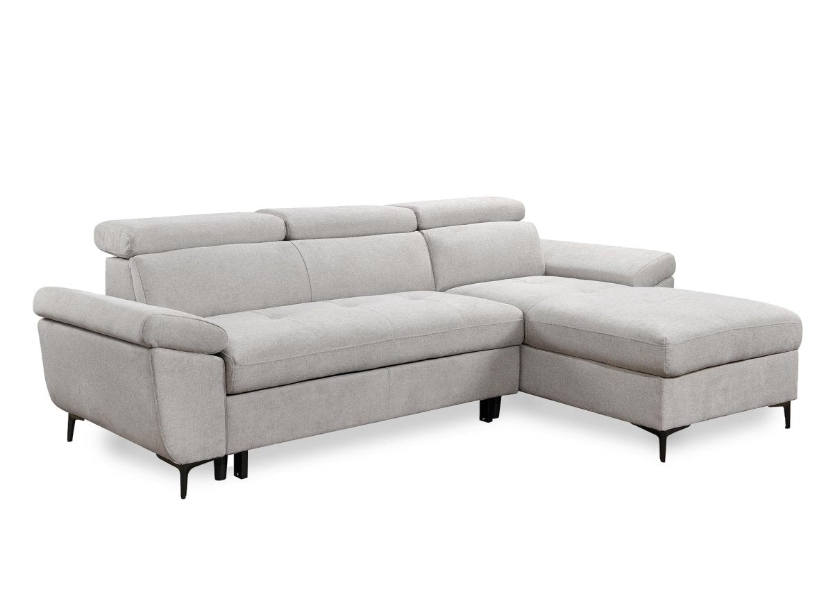 Canapé d'angle convertible en tissu beige MONICA - Angle droit - DécoInParis