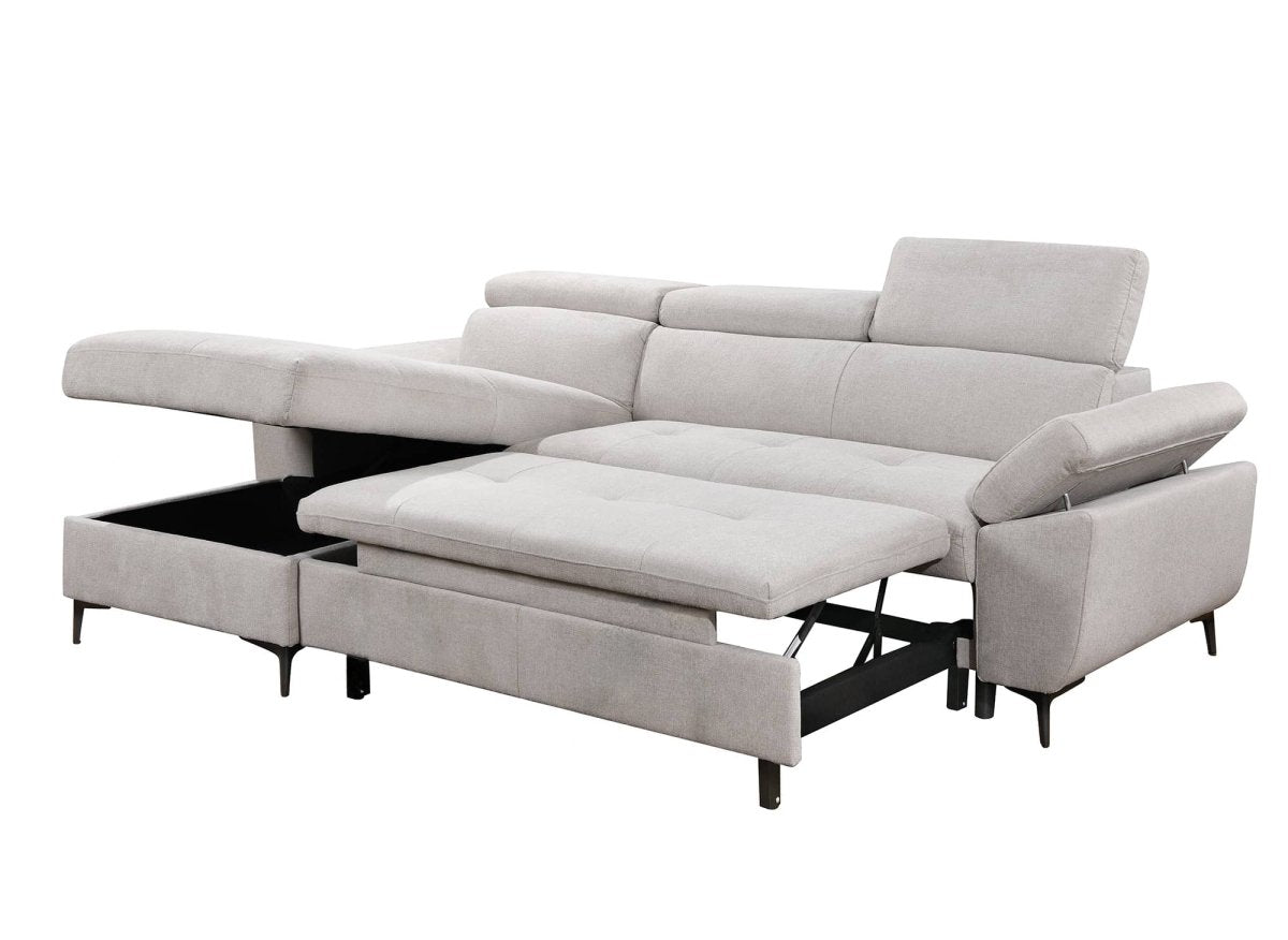 Canapé d'angle convertible en tissu beige MONICA - Angle gauche - DécoInParis