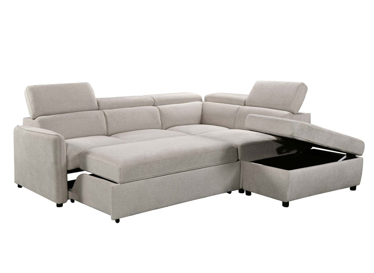 Canapé d'angle convertible en tissu beige NAIROBI - Angle droit - DécoInParis