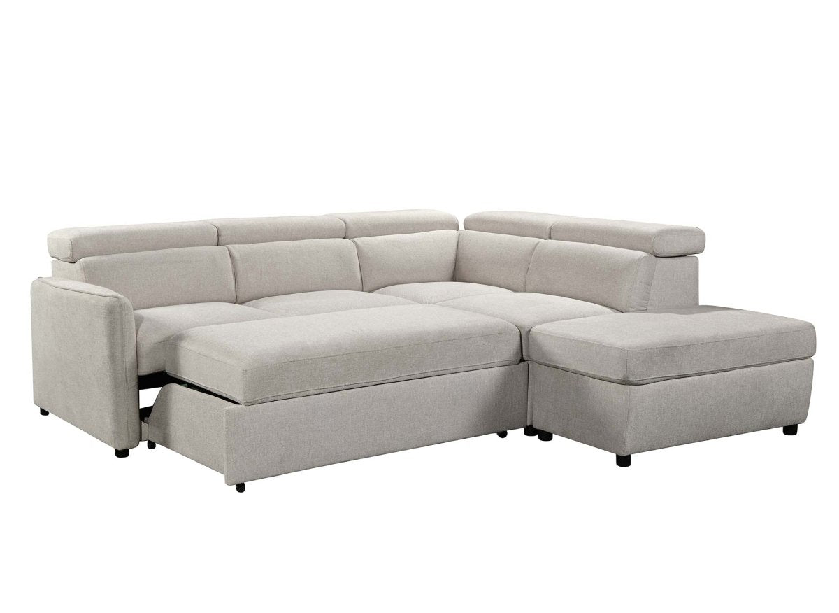 Canapé d'angle convertible en tissu beige NAIROBI - Angle droit - DécoInParis