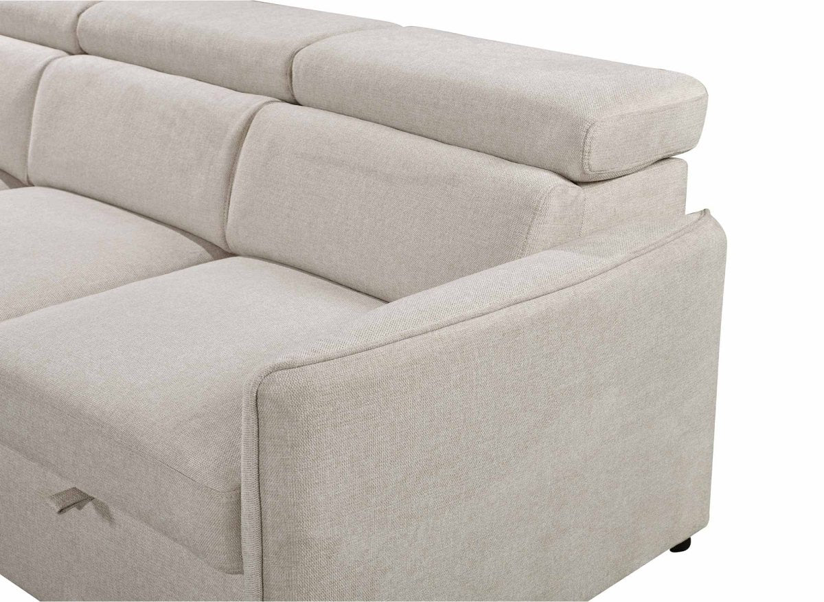 Canapé d'angle convertible en tissu beige NAIROBI - Angle gauche - DécoInParis