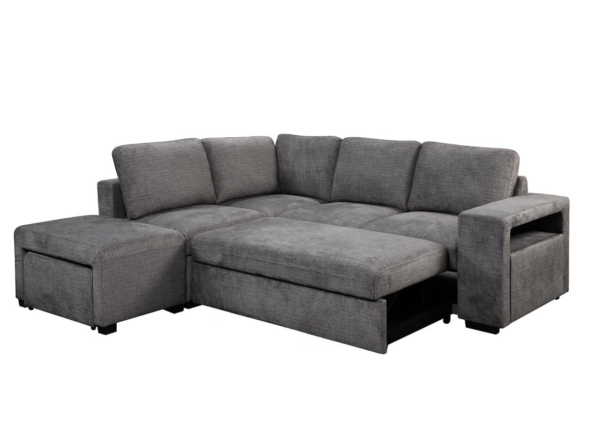 Canapé d'angle convertible en tissu gris foncé ALBAN - Angle gauche - DécoInParis