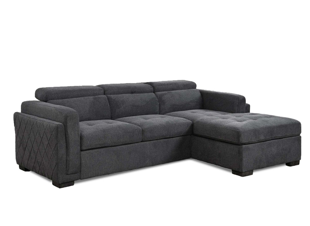 Canapé d'angle convertible en tissu gris foncé CHANDLER - Angle droit - DécoInParis