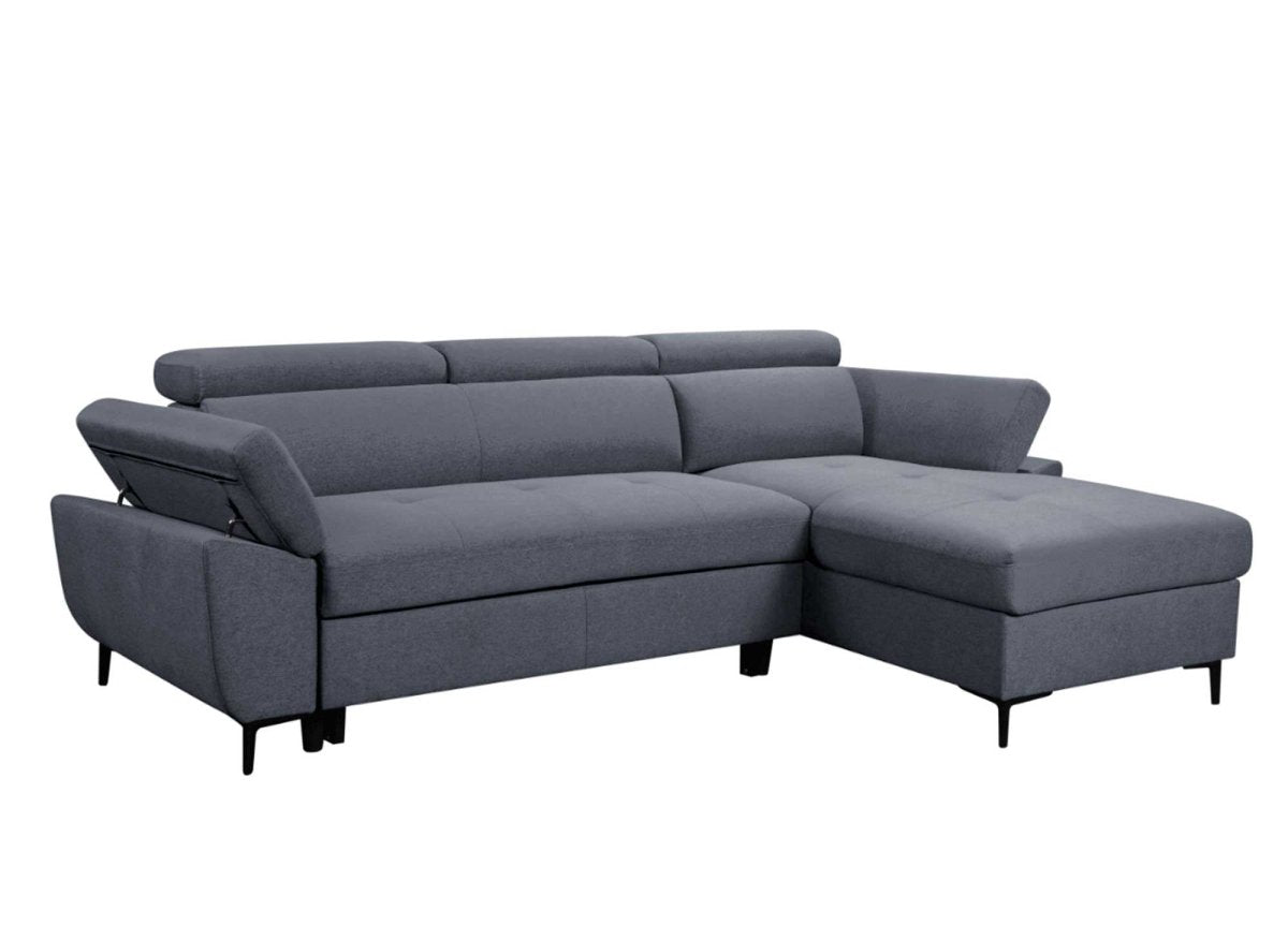 Canapé d'angle convertible en tissu gris foncé MONICA - Angle droit - DécoInParis