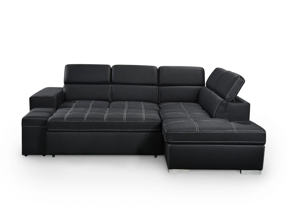 Canapé d'angle convertible en tissu noir DAVON - angle droit - DécoInParis