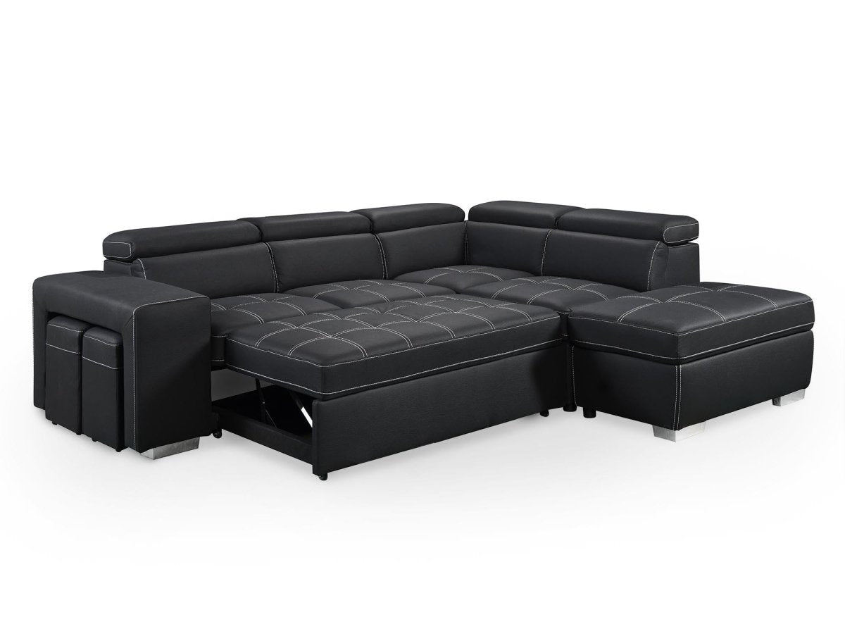 Canapé d'angle convertible en tissu noir DAVON - angle droit - DécoInParis