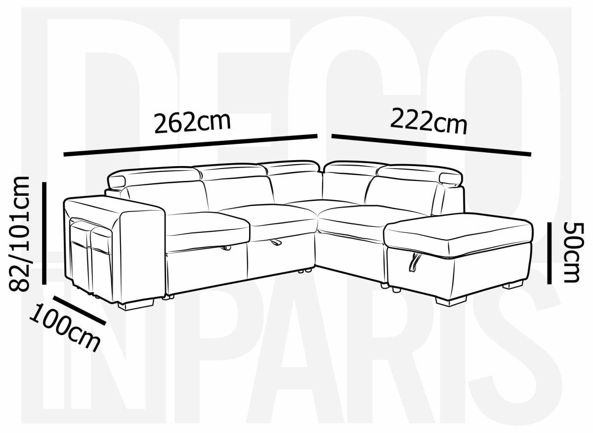 Canapé d'angle convertible en tissu noir DAVON - angle droit - DécoInParis