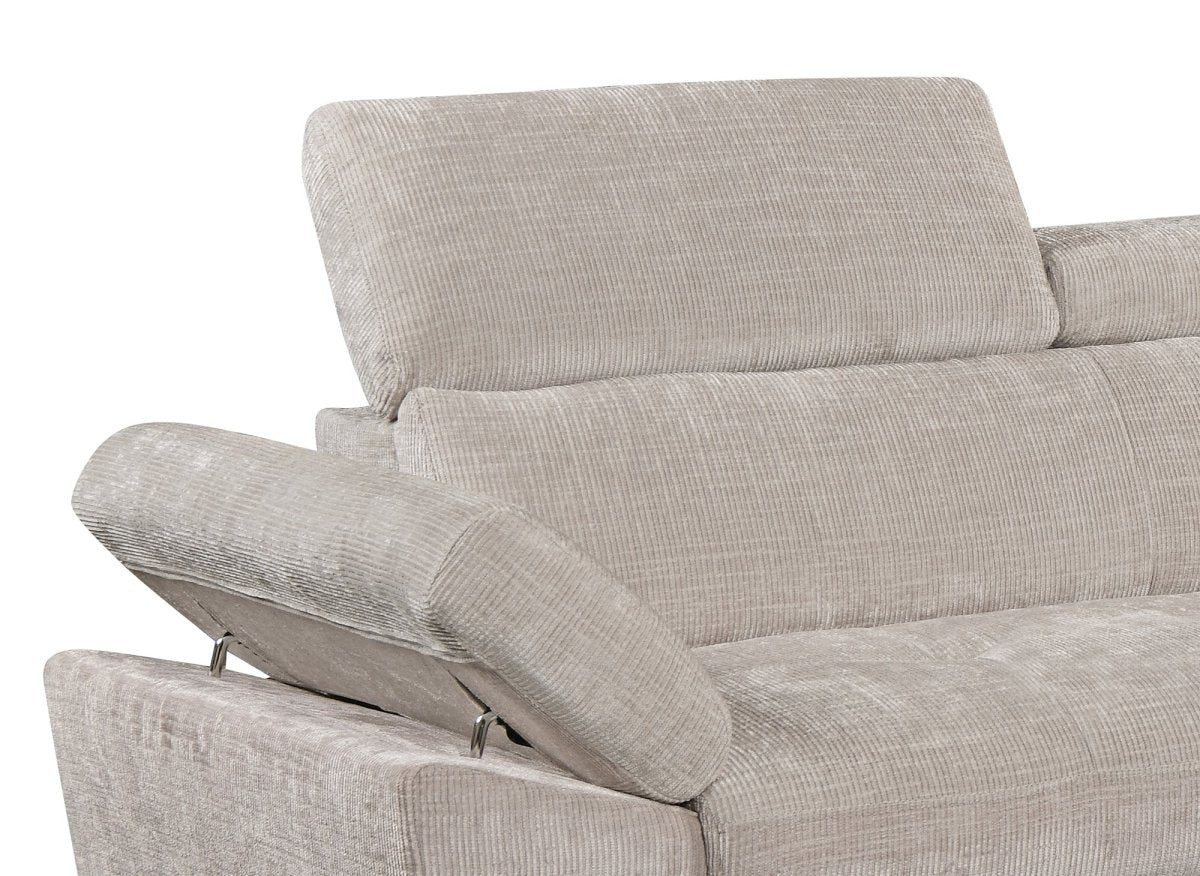 Divano angolare trasformabile in velluto mélange beige MONICA - Angolo retto - DécoInParis