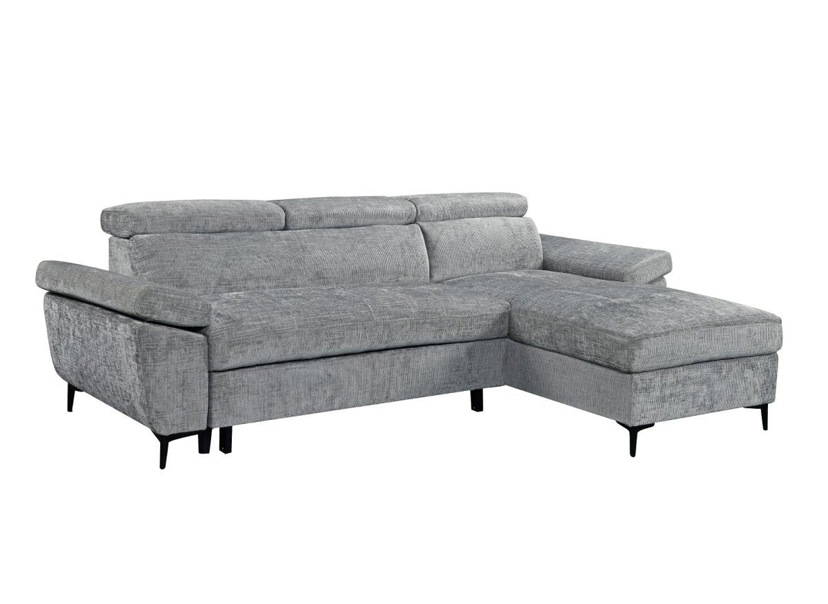 Divano angolare trasformabile in velluto screziato grigio scuro MONICA - Angolo retto - DécoInParis