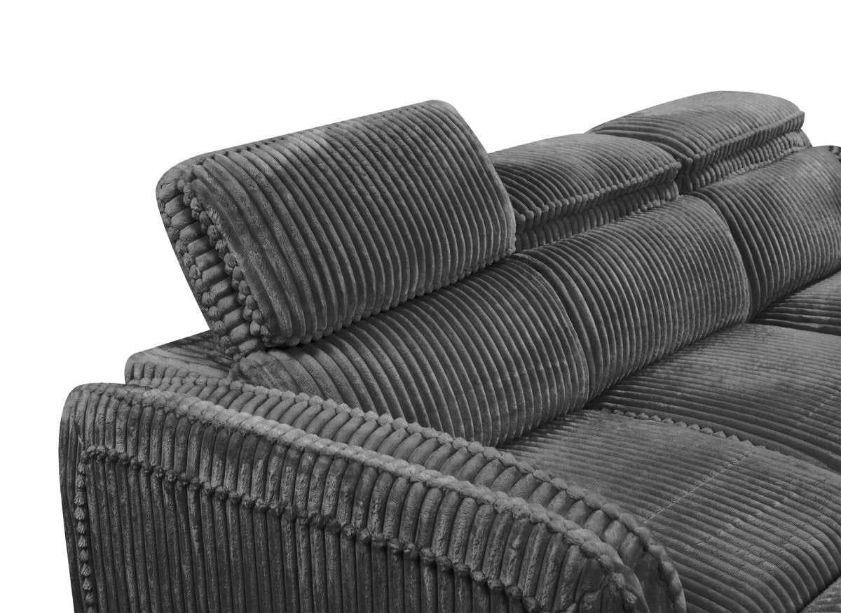 Canapé d'angle convertible en velours côtelé épais gris ISABELLA - Angle droit - DécoInParis