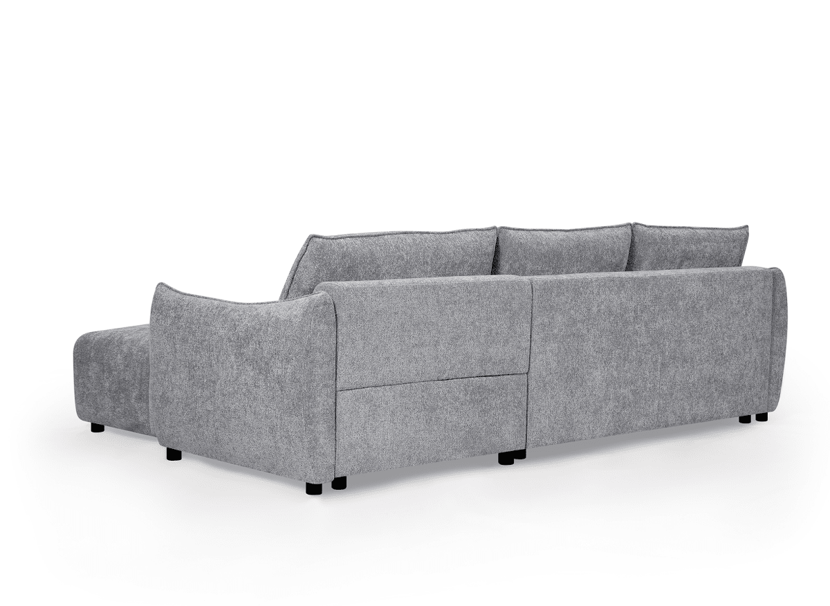 Canapé d'angle convertible et réversible en velours chiné gris MYSA - DécoInParis